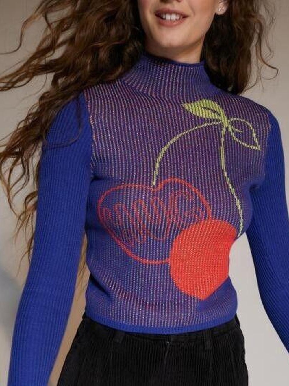 Urban Outfitters Cherry Hug Mock Neck Sweater Sz Large